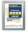 KUBUS 2013: Kundenurteil -Sehr gut- im Preis-Leistungsverhältnis in der Sparte Kfz
